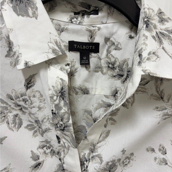 Talbots Women's Black and White Floral Blouse - Picture 2 of 3